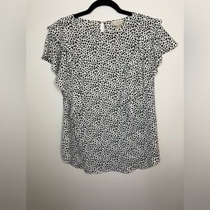 LOFT Black and White Print Blouse XL